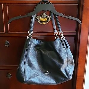 Coach leather bag. Black with silver hardware.